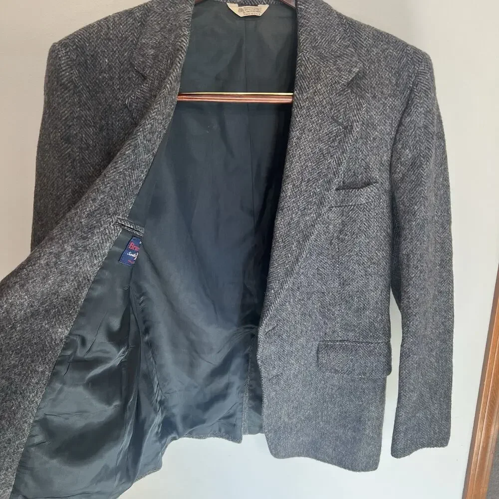 Vintage Bruce Hulme Savile Row Wool Herringbone Sport Coat Blazer USA Mens M Ivy